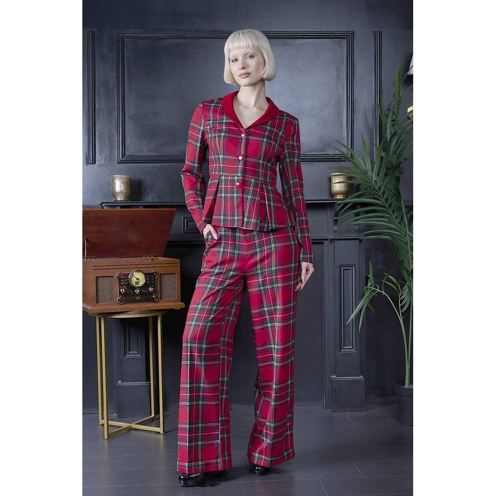 Banned - Joanna 40'S Christmas Check Wide leg trousers - Red